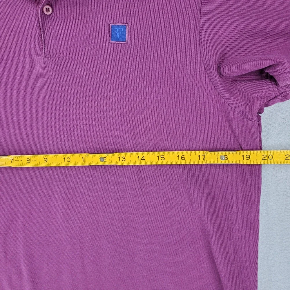 Nike Polo Shirt Men L‎ Purple Roger Federer RF Logo Short Sleeve Tennis Casual